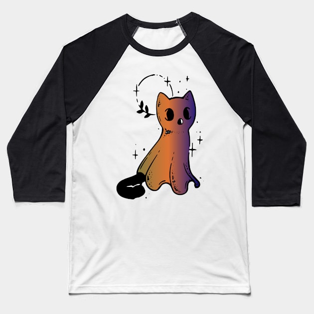 baby cat ghost Baseball T-Shirt by lazykitty